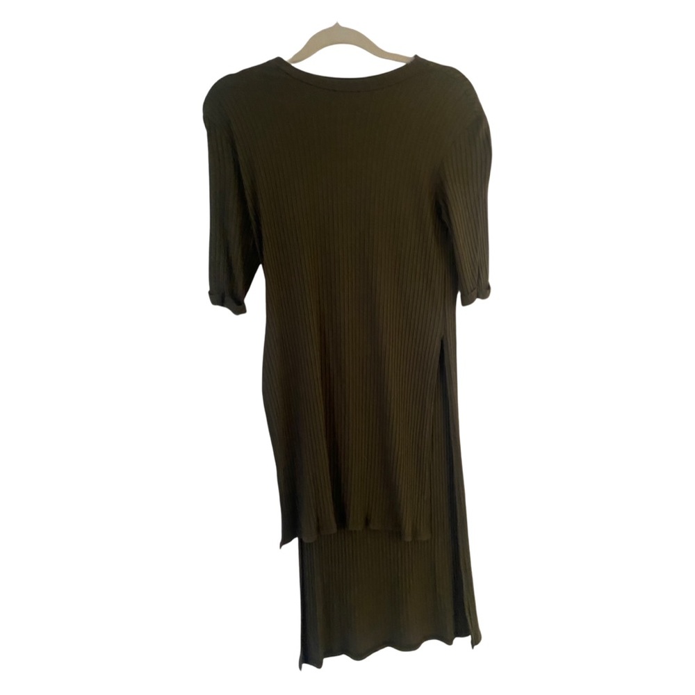 Olive Turtle Neck High Low shirt with Slits